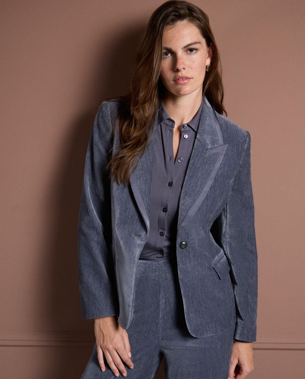 SURKANA - blazer velluto - GRIGIO