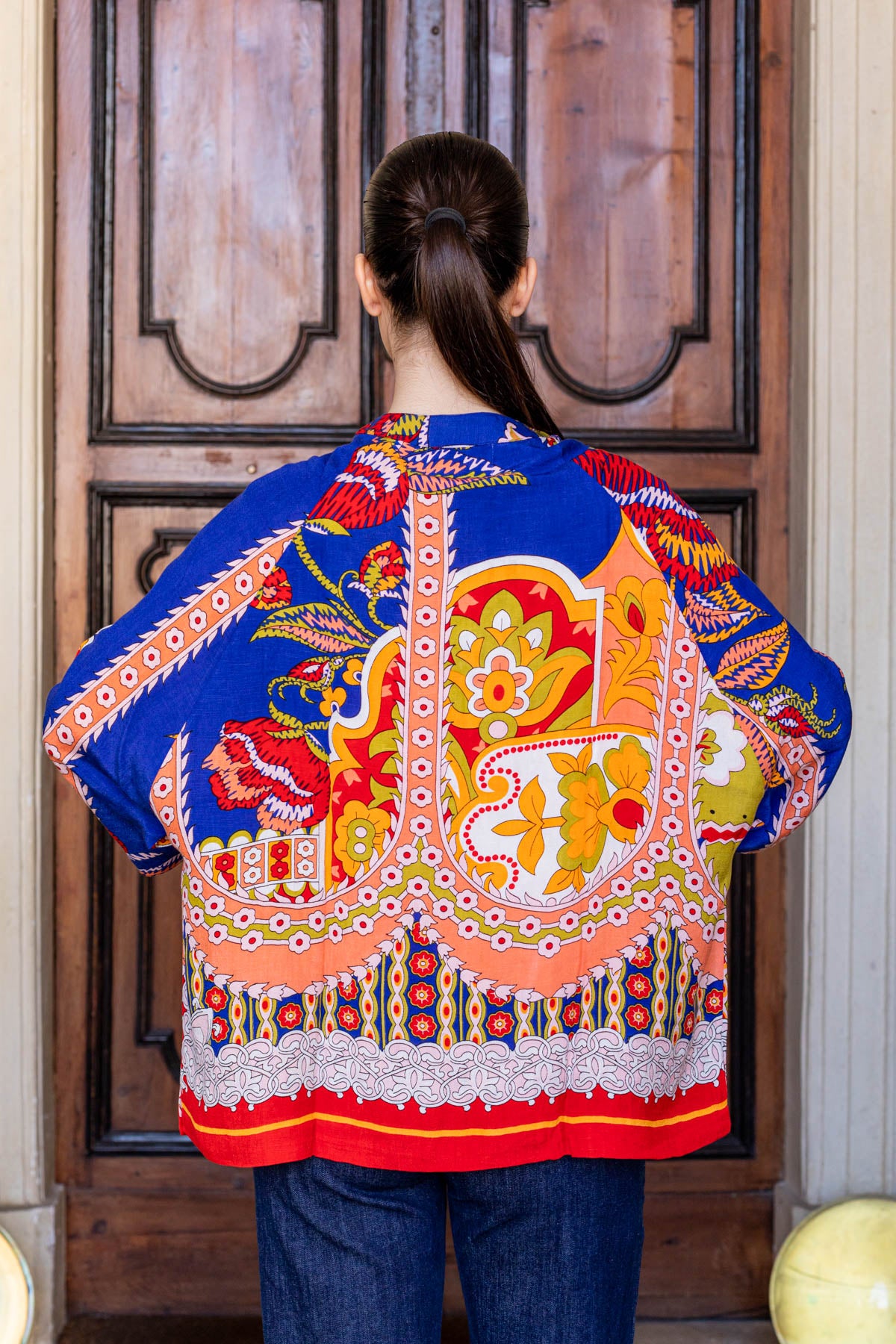 ONE HUNDRED STARS - giacca kimono lino - CARNIVAL COBALT