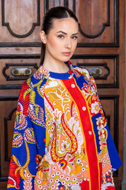 ONE HUNDRED STARS - giacca kimono lino - CARNIVAL COBALT