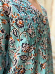 ARTEFILIA - blusa mussola di cotone eva - TURCHESE FLOWERS