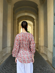 ARTEFILIA - blusa mussola di cotone eva - BIANCO FLOWERS