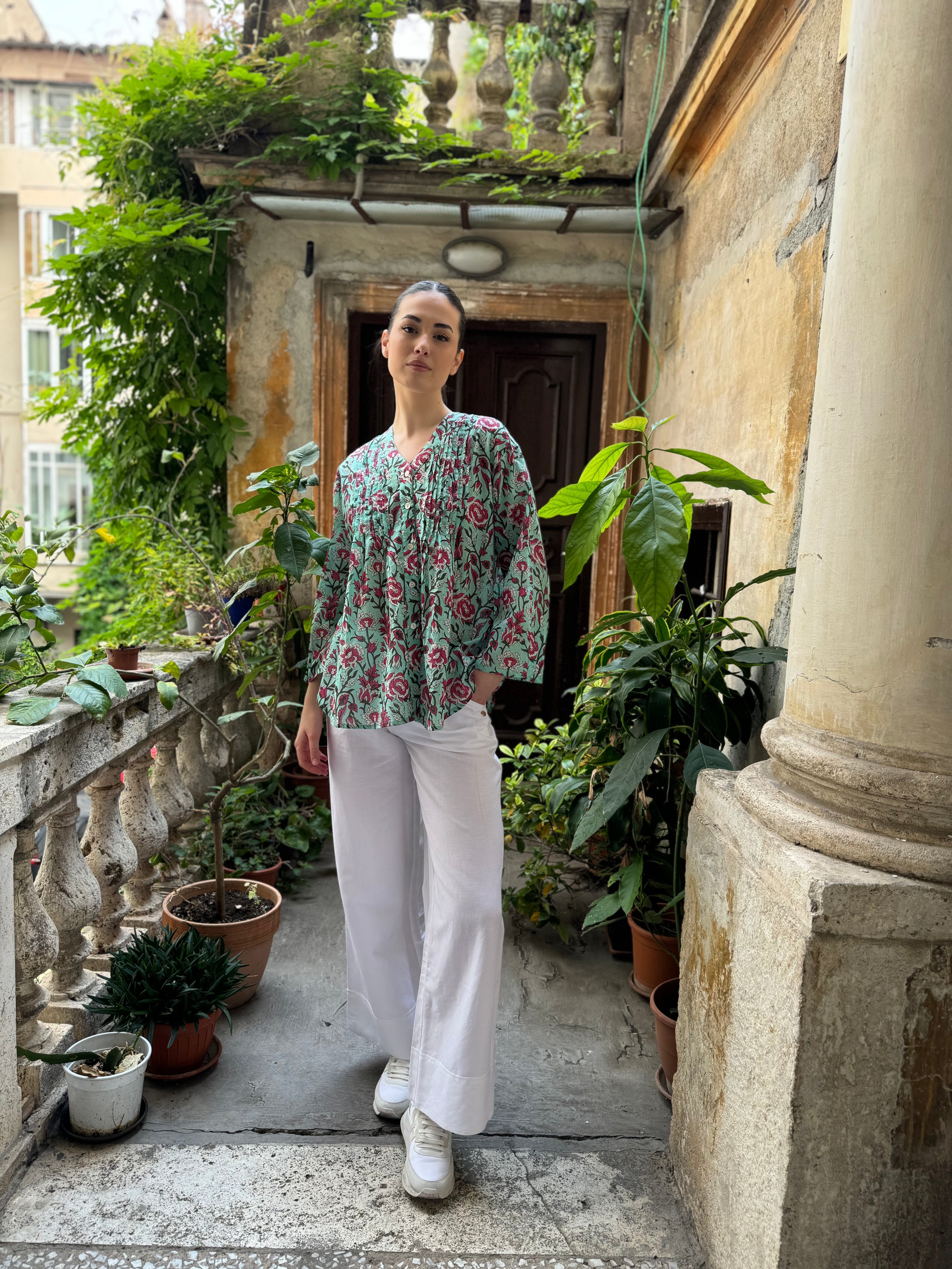 ARTEFILIA - blusa mussola di cotone eva - TIFFANY FLOWERS