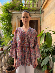 ARTEFILIA - blusa mussola di cotone eva - ROSA ANTICO FLOWERS
