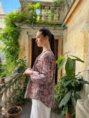 ARTEFILIA - blusa mussola di cotone eva - ROSA ANTICO FLOWERS