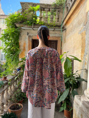 ARTEFILIA - blusa mussola di cotone eva - ROSA ANTICO FLOWERS