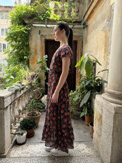 ARTEFILIA - abito mirta mussola di cotone - BLUE FLOWERS