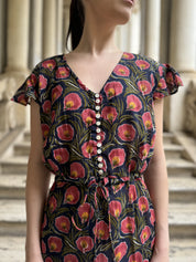 ARTEFILIA - abito mirta mussola di cotone - BLUE FLOWERS