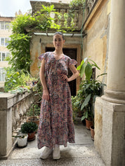 ARTEFILIA - abito mirta mussola di cotone - ROSA ANTICO FLOWERS