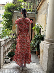 ARTEFILIA - abito mirta mussola di cotone - ARANCIO FLOWERS