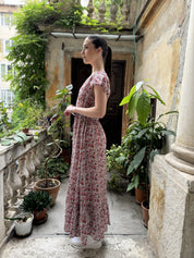 ARTEFILIA - abito mirta mussola di cotone - BIANCO FLOWERS