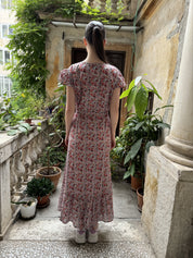 ARTEFILIA - abito mirta mussola di cotone - BIANCO FLOWERS