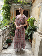 ARTEFILIA - abito mirta mussola di cotone - BIANCO FLOWERS