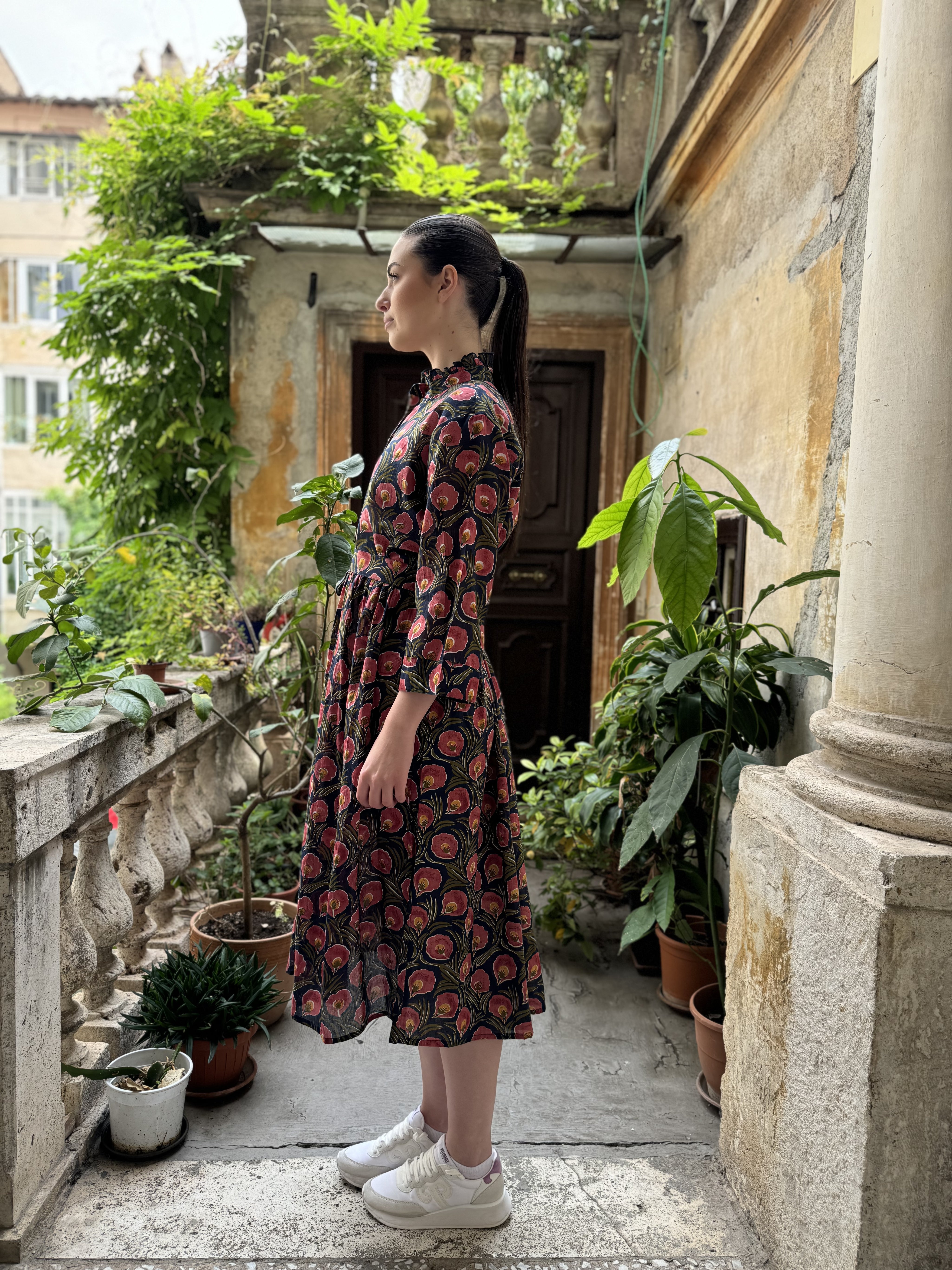 ARTEFILIA-abito carolina mussola cotone - BLUE FLOWER