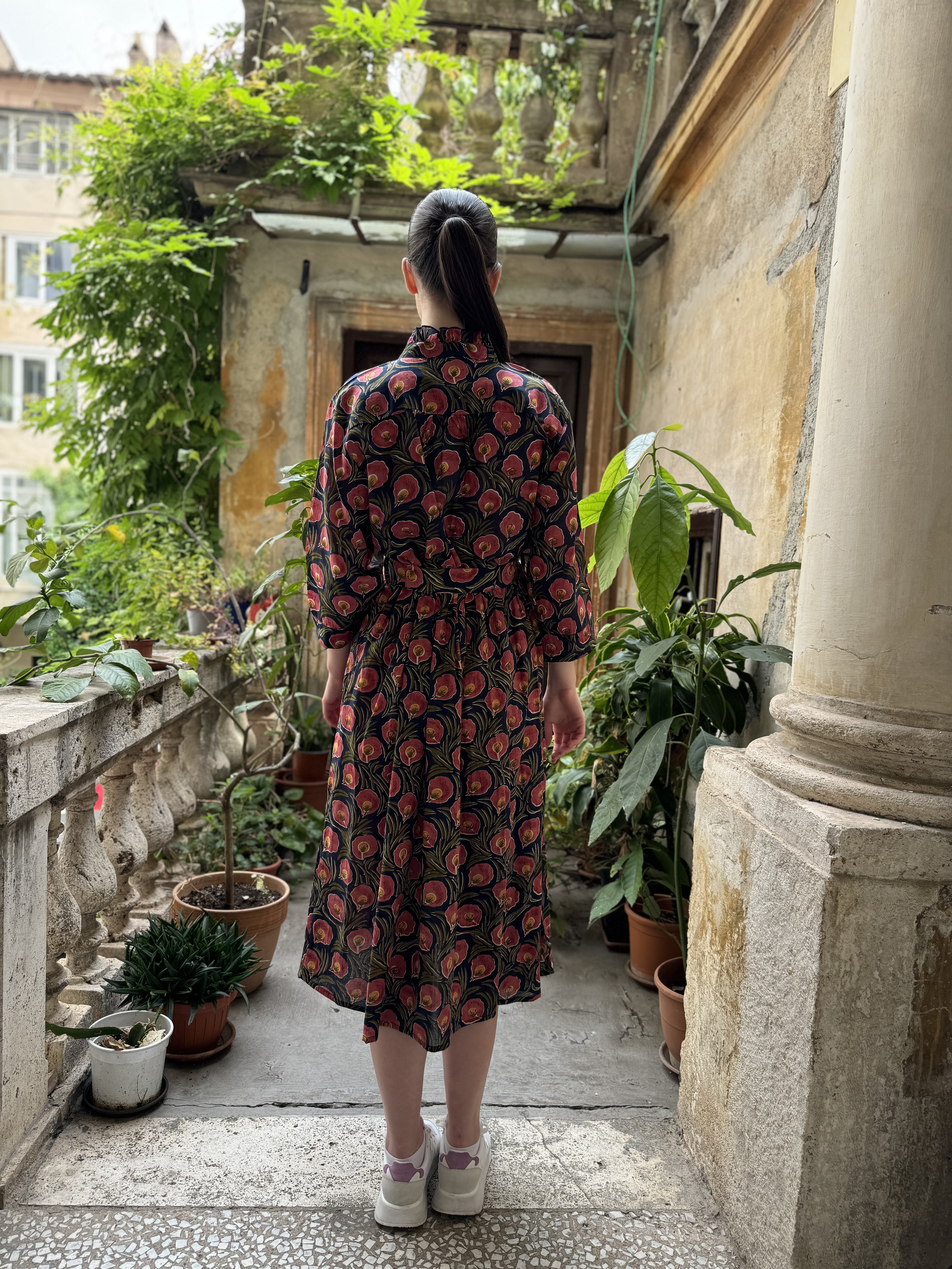 ARTEFILIA-abito carolina mussola cotone - BLUE FLOWER