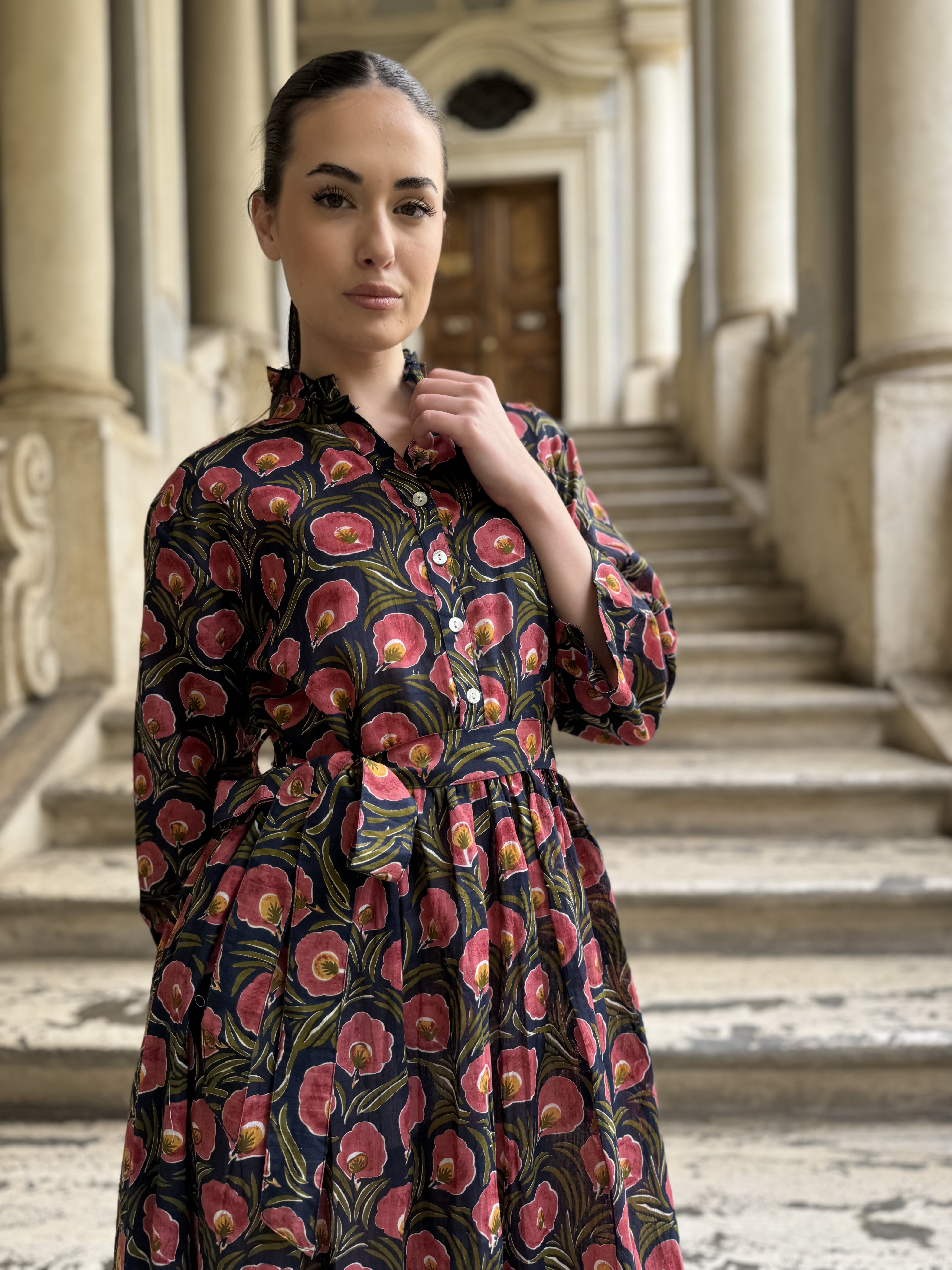 ARTEFILIA-abito carolina mussola cotone - BLUE FLOWER