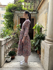 ARTEFILIA-abito carolina mussola cotone - ROSA ANTICO FLOWERS