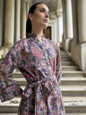 ARTEFILIA-abito carolina mussola cotone - ROSA ANTICO FLOWERS