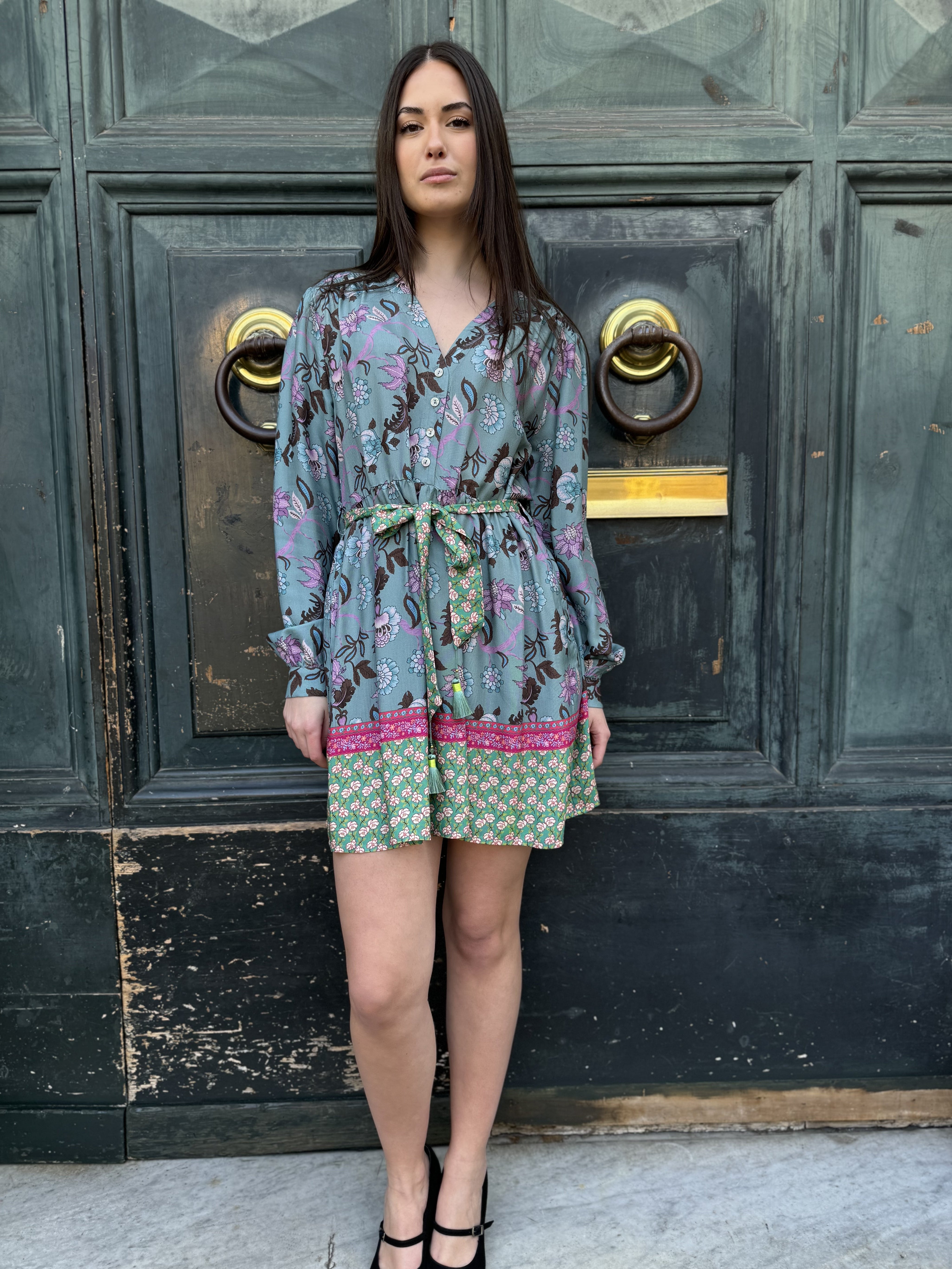 WU-SIDE - abito fantasia - CELESTE