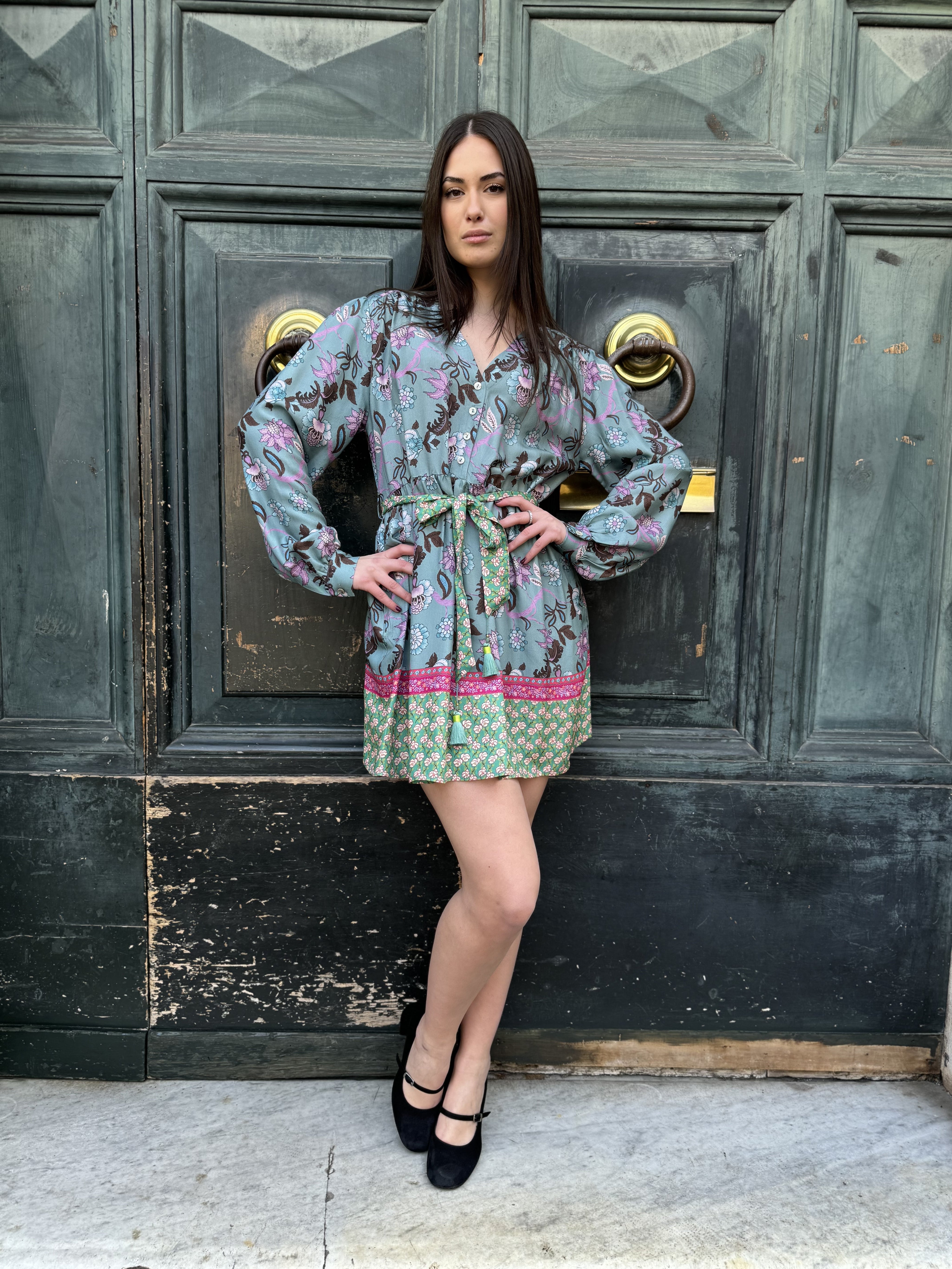 WU-SIDE - abito fantasia - CELESTE