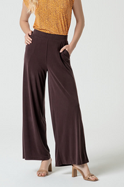 SURKANA - pantalone wide leg - MARRONE