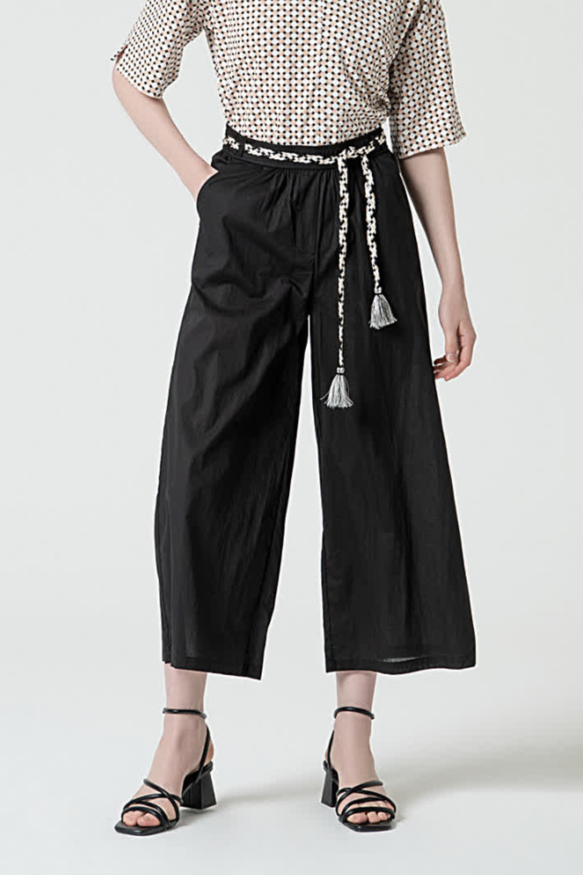 SURKANA - pantalone cinta fantasia - NERO