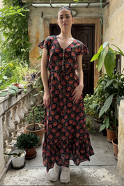 ARTEFILIA - abito mirta mussola di cotone - BLUE FLOWERS