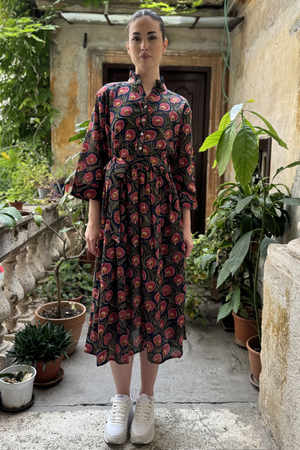 ARTEFILIA-abito carolina mussola cotone - BLUE FLOWER