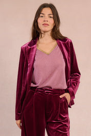 MOLLY BRACKEN - giacca blazer velluto - DARK RED