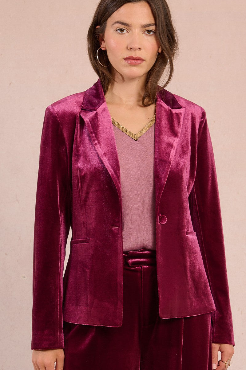 MOLLY BRACKEN - giacca blazer velluto - DARK RED