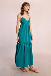 MOLLY BRACKEN - woven dress cotone - EMERALD GREEN