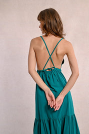 MOLLY BRACKEN - woven dress cotone - EMERALD GREEN