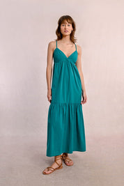 MOLLY BRACKEN - woven dress cotone - EMERALD GREEN