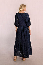 MOLLY BRACKEN - abito lungo con ricamo traforato - NAVY BLUE