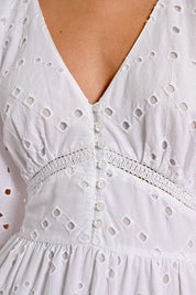 MOLLY BRACKEN - abito lungo con ricamo traforato - WHITE