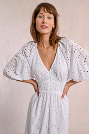 MOLLY BRACKEN - abito lungo con ricamo traforato - WHITE