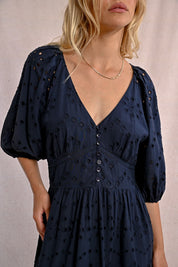 MOLLY BRACKEN - abito lungo con ricamo traforato - NAVY BLUE