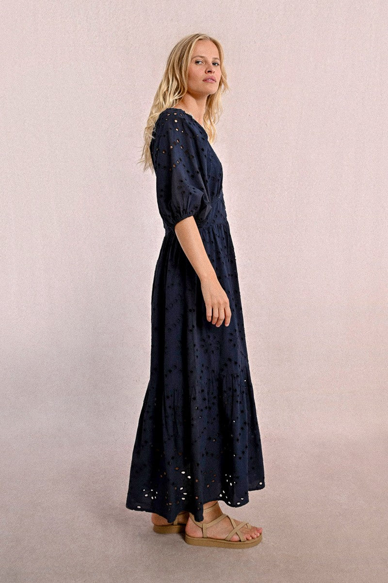 MOLLY BRACKEN - abito lungo con ricamo traforato - NAVY BLUE