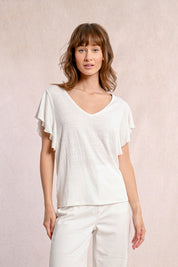 MOLLY BRACKEN - t shirt scollo v - OFF WHITE