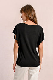 MOLLY BRACKEN - t shirt scollo v - BLACK