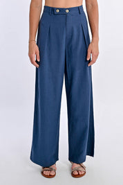 MOLLY BRACKEN - pantalone lino viscosa - NAVY BLUE