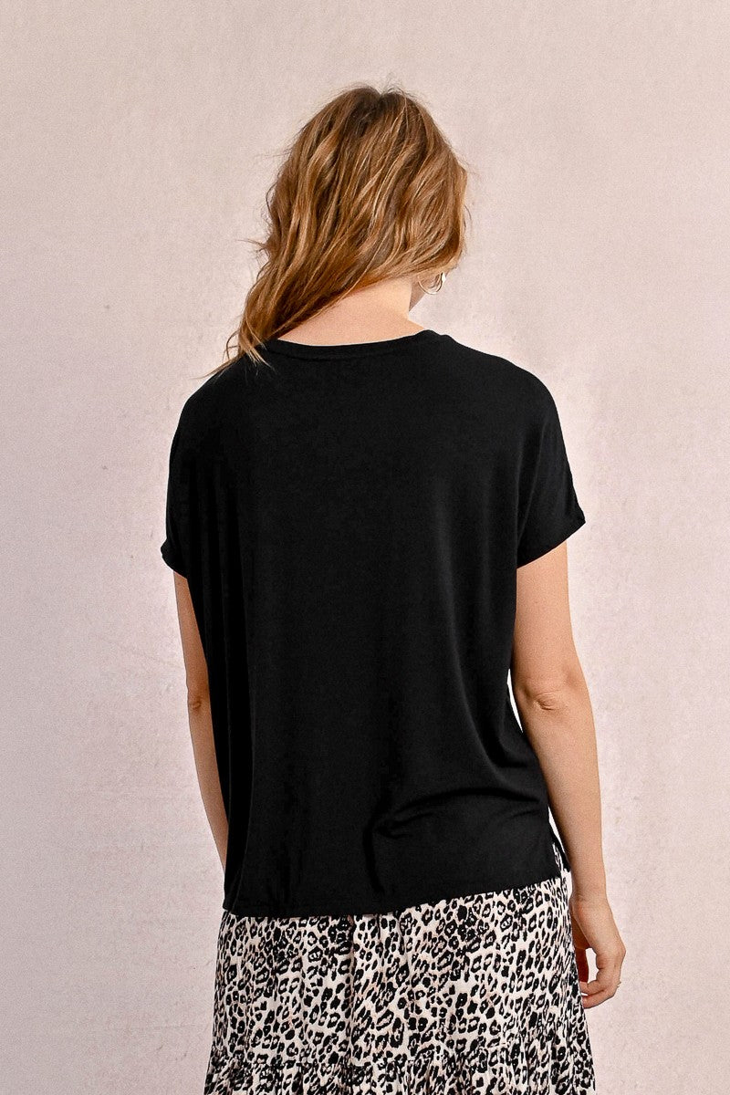 MOLLY BRACKEN - t shirt viscosa - BLACK