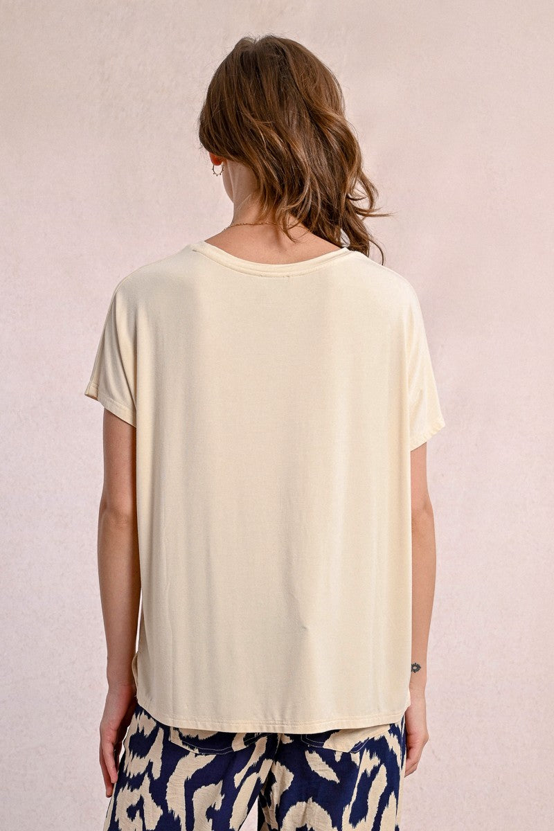 MOLLY BRACKEN - t shirt viscosa - CREAM