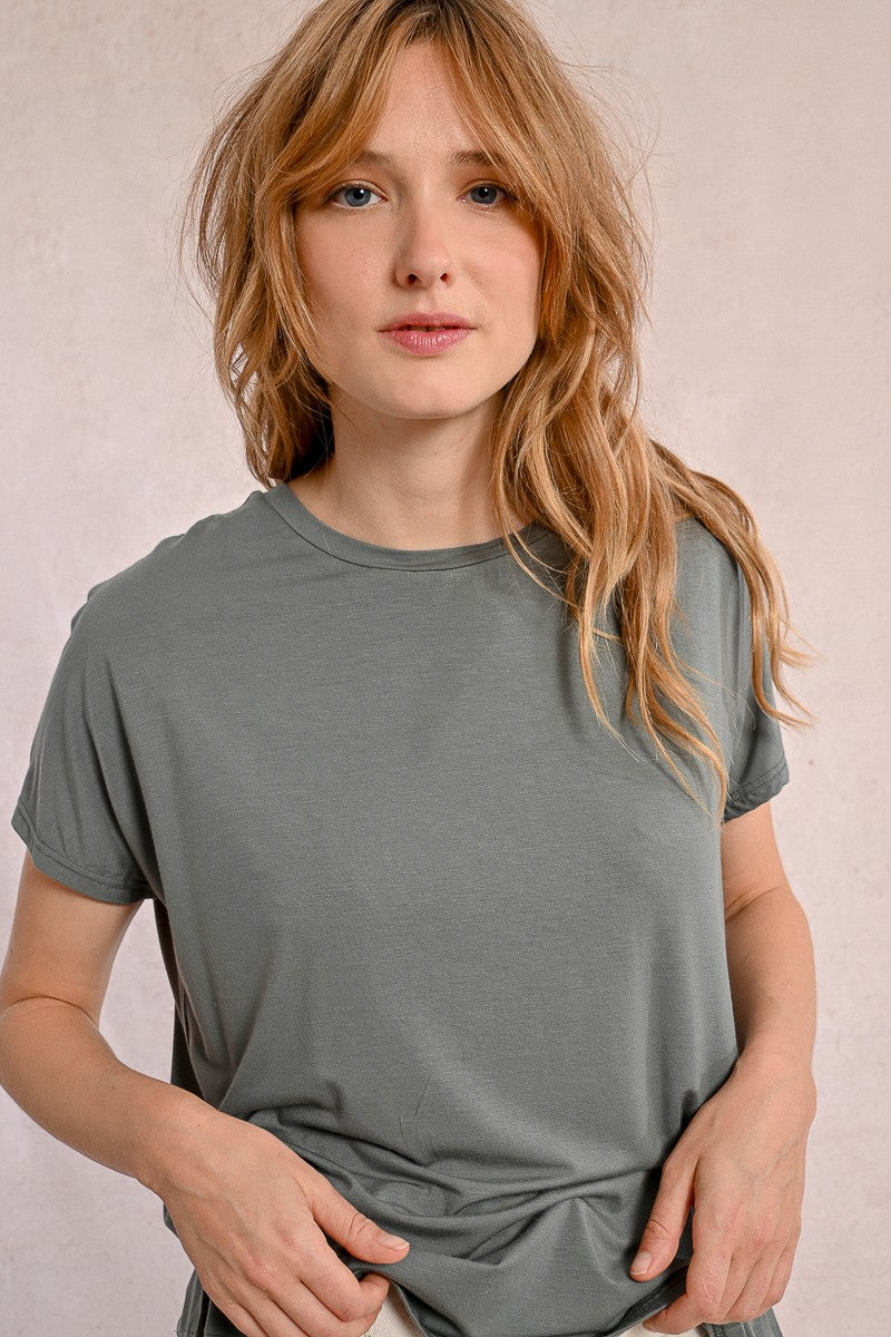 MOLLY BRACKEN - t shirt viscosa - KHAKY