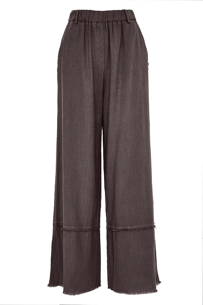 BSB - pantalone palazzo lino - CHOCOLATE