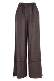 BSB - pantalone palazzo lino - CHOCOLATE
