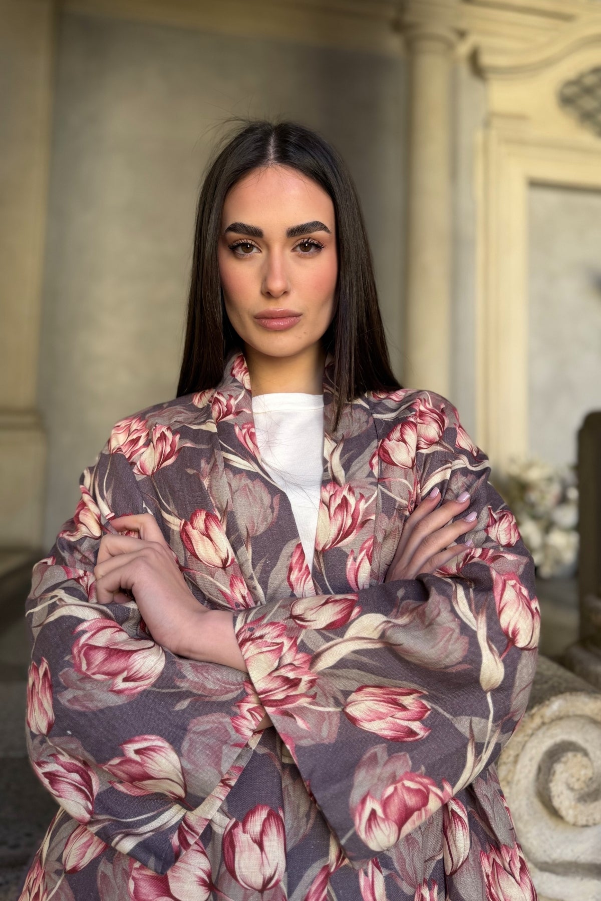 ARTEFILIA-MILANO - giacca alma lino stampato - AVENTINO GRIGIO