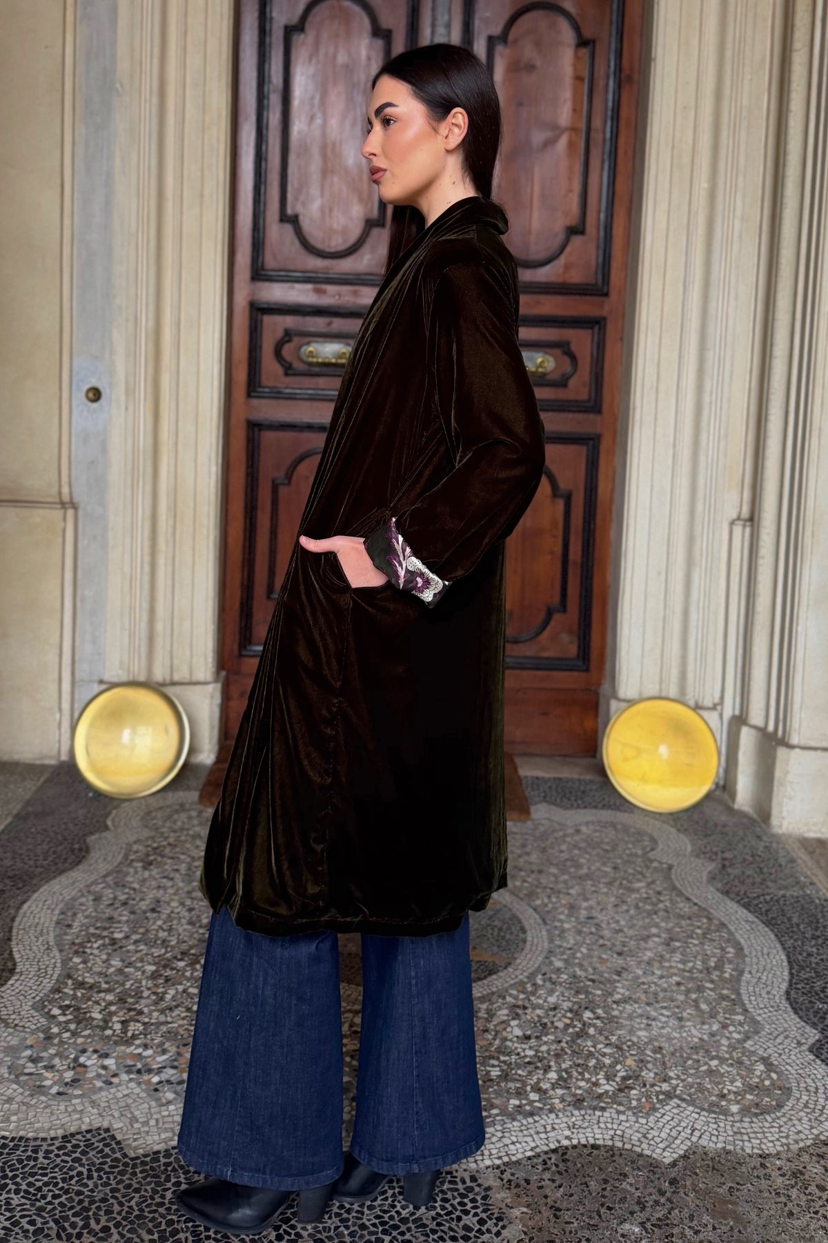 WU-SIDE - kimono velluto - VERDE