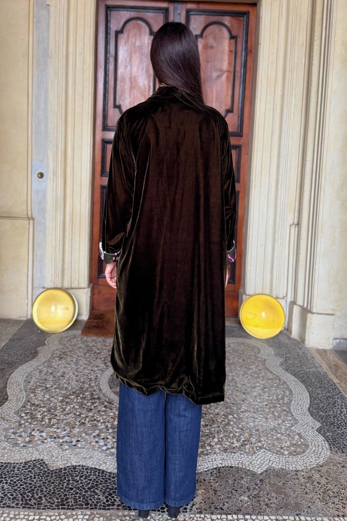 WU-SIDE - kimono velluto - VERDE