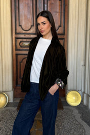 WU-SIDE - giacca kimono velluto - VERDE