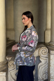 ARTEFILIA-MILANO - giacca alma lino stampato - MONCALIERI GRIGIO